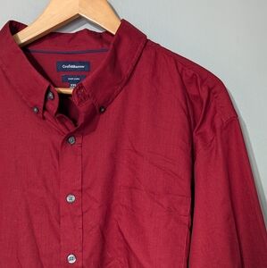 Croft &‎ Barrow Easy Care Men's Long Sleeve Deep Red Button Up Shirt